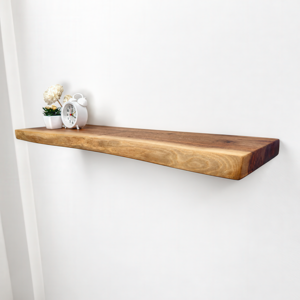 Solid Walnut Floating Shelf – Live Edge, Custom Sizes & Heavy-Duty Brackets