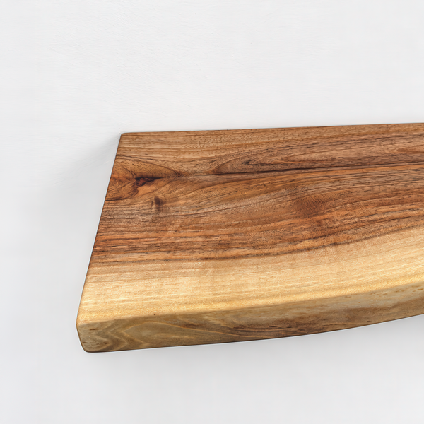 Solid Walnut Floating Shelf – Live Edge, Custom Sizes & Heavy-Duty Brackets