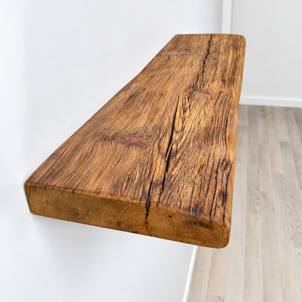 Rustic Floating Shelf – Reclaimed Wood, Custom Sizes