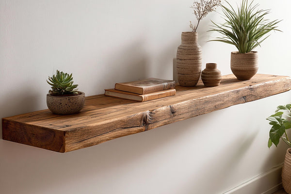 Reclaimed Wood Floating Shelf – Farmhouse Style Kitchen or Living Room