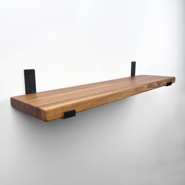 Walnut Floating Shelves – Heavy Duty Industrial Steel Brackets - Custom Wood Sizes
